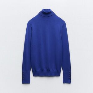 NWOT Zara Basic Royal Blue Turtleneck Knit Sweater